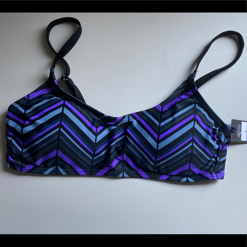 Purple and Grey Chevron Print Bikini Top